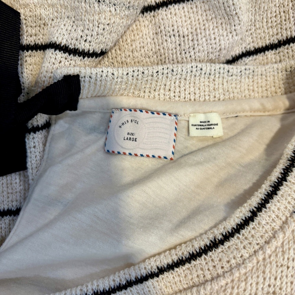 9.HIS STCL Striped Knit Top Peplum Tie Back Casual Cute Large Romantic Layered - Picture 10 of 10